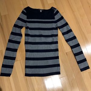 EUC Jacob Navy blue & Grey Striped Boat neck Sweater - size M